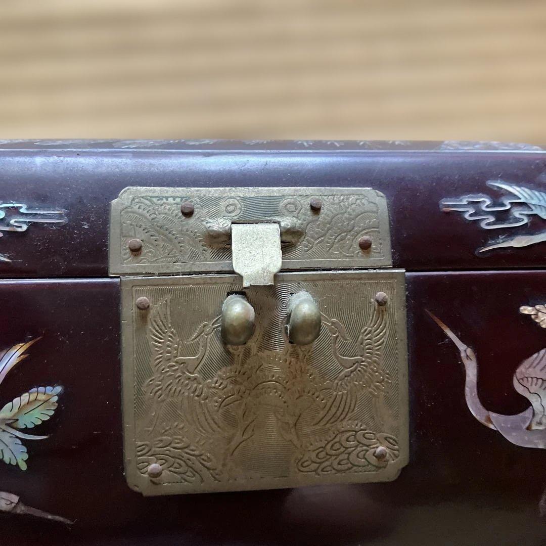 月と鶴の貝細工　ジュエリーボックス