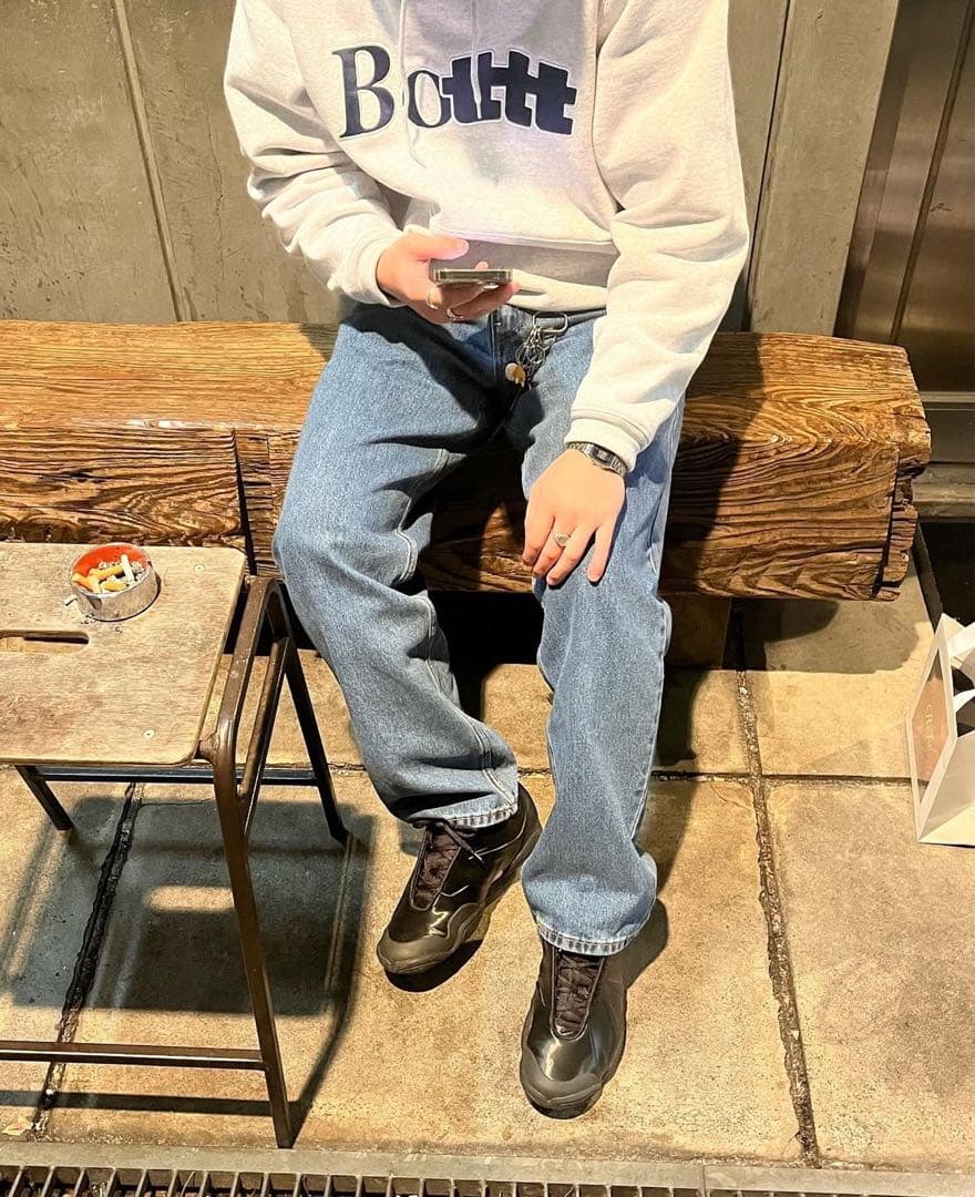 Botttグレー フード付きパーカー L