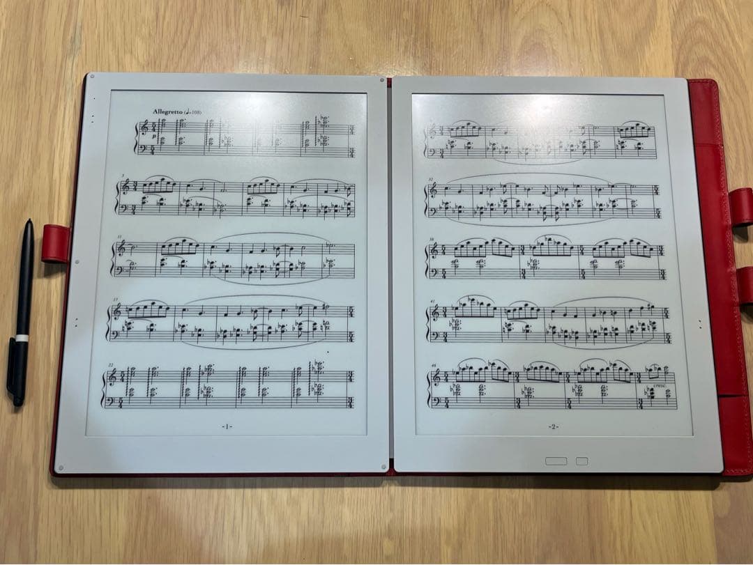 GVIDO（グイド）　牛革カバーレッド　2画面電子ペーパー端末