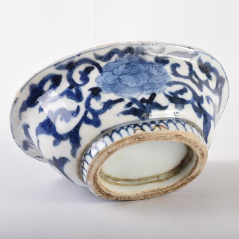 中国　青花　花文鉢　水孟　建水　C　7069