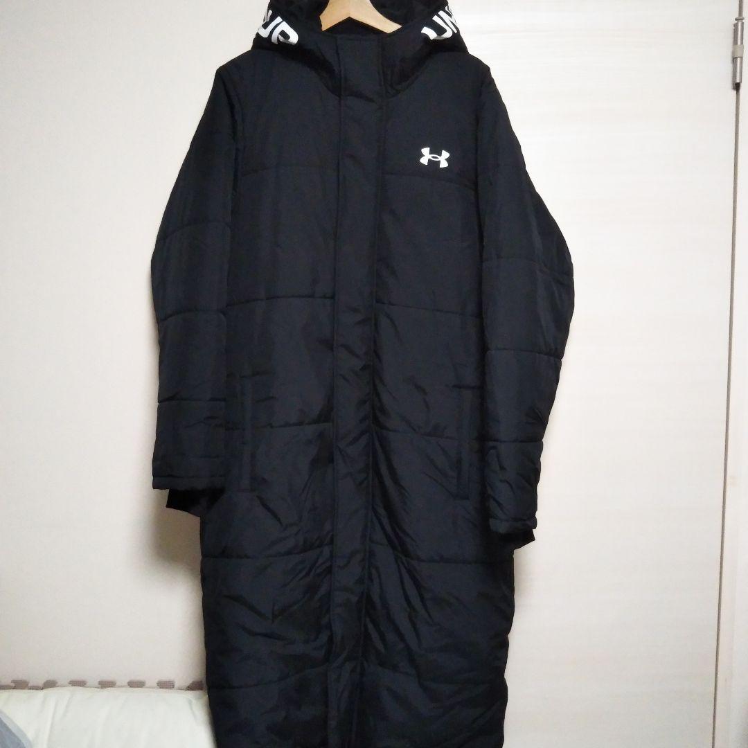 美品 アンダーアーマー ベンチコート ロングコート XLブラック 黒