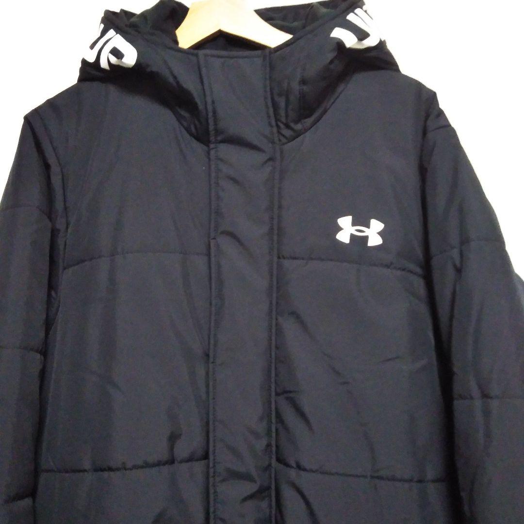 美品 アンダーアーマー ベンチコート ロングコート XLブラック 黒