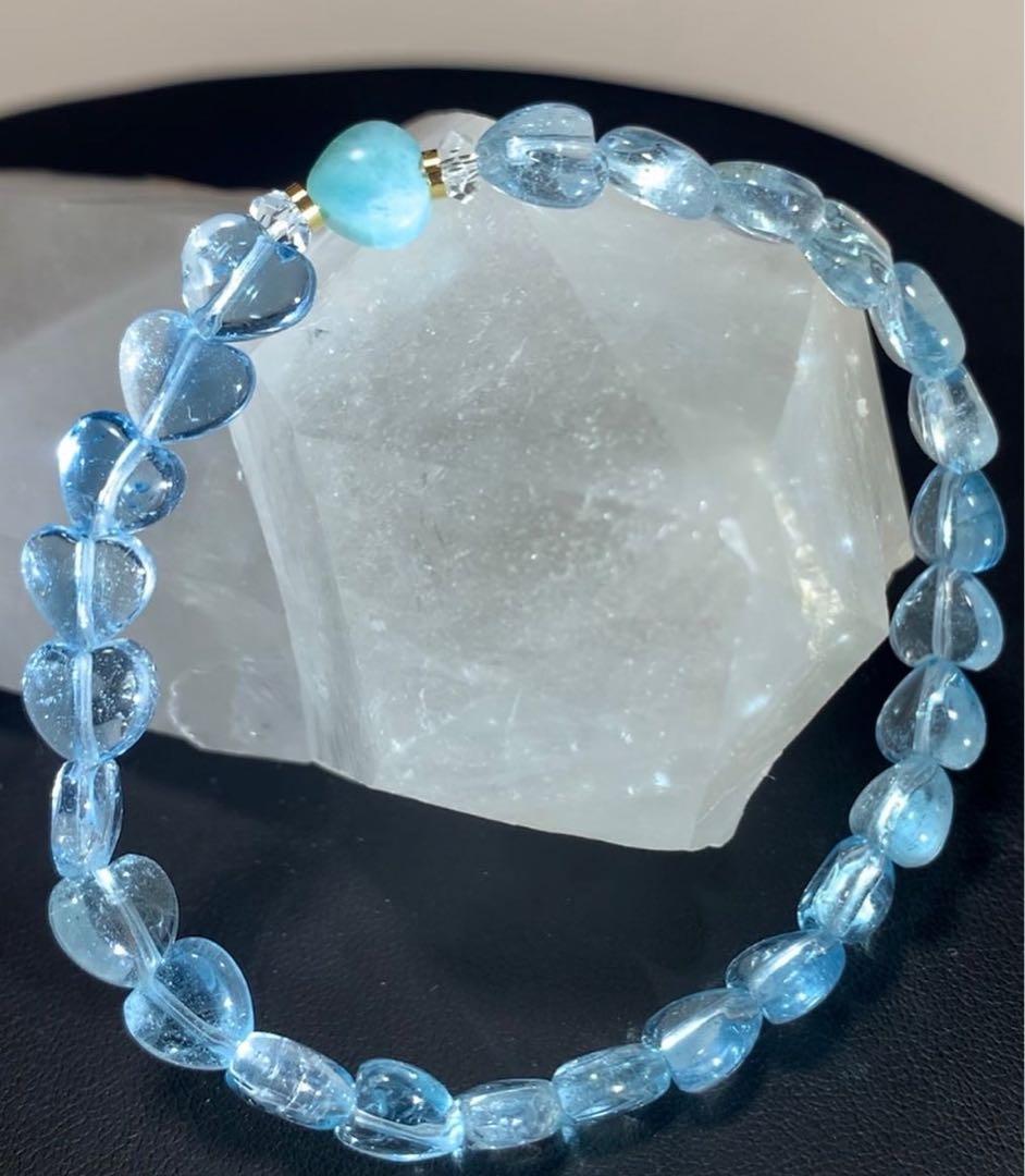 ★Ruby様★ ブルートパーズ　ラリマー　ハート　ブレスレット