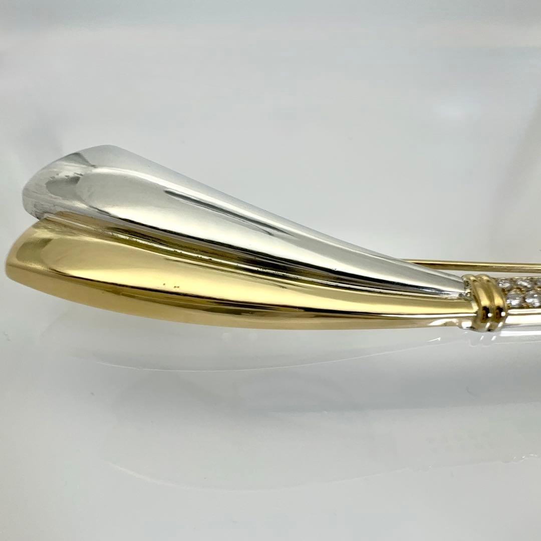 K18×シルバー ダイヤモンド0.13ct リボン ブローチ 総重量12.0g