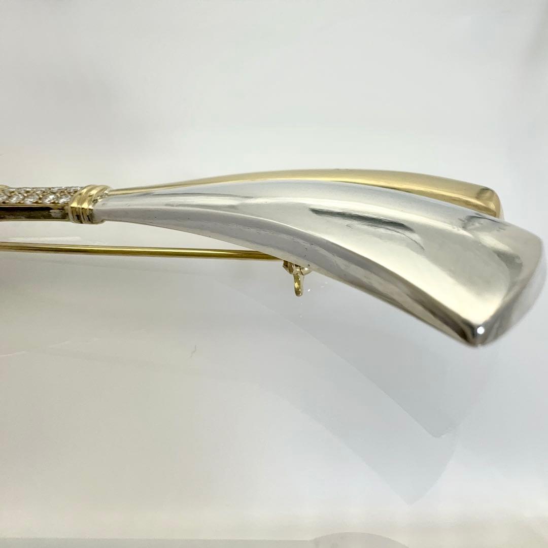 K18×シルバー ダイヤモンド0.13ct リボン ブローチ 総重量12.0g