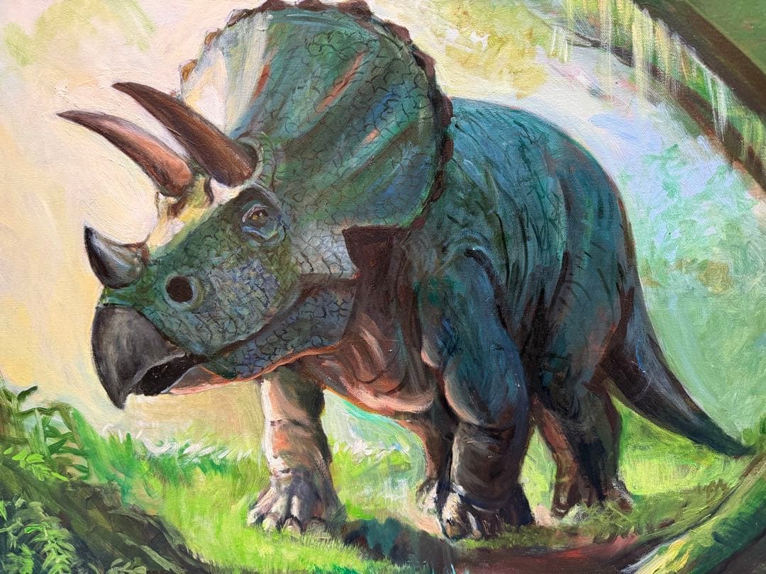 迫力！F 20号トリケラトプス油彩画