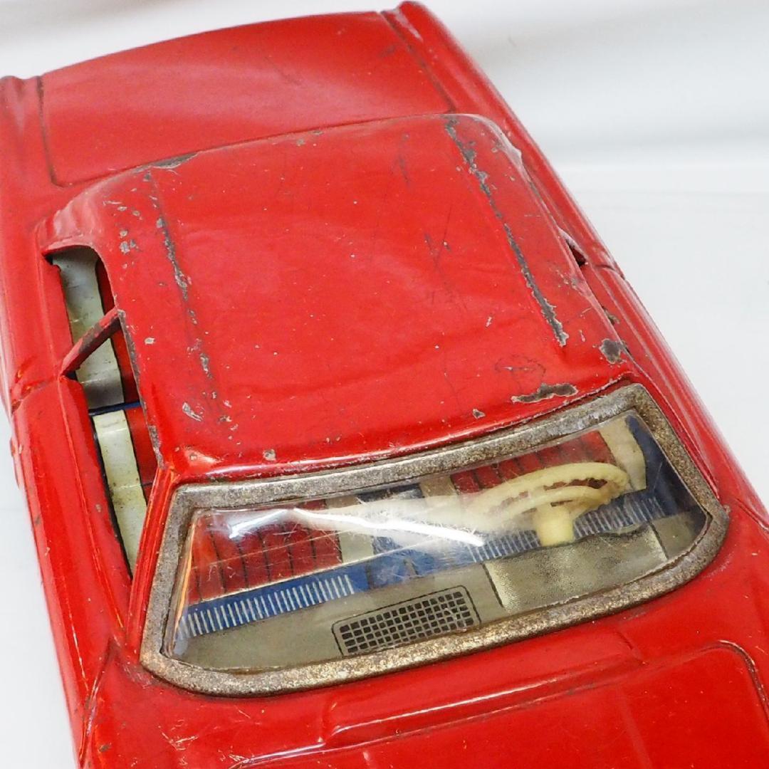 旭玩具メルセデスベンツ230SL赤ホイルキャップ欠tinブリキtoy car箱無