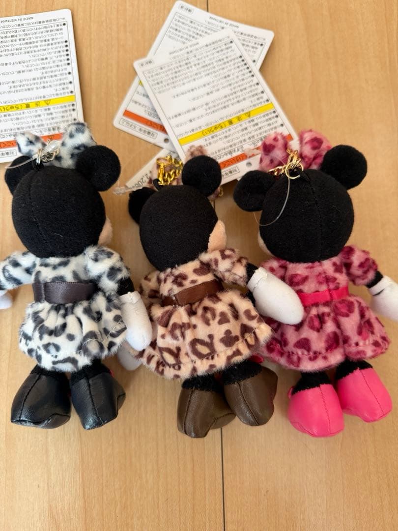 ディズニーリゾート ヒョウ柄 ミニー ぬいぐるみキーホルダー 3色セット