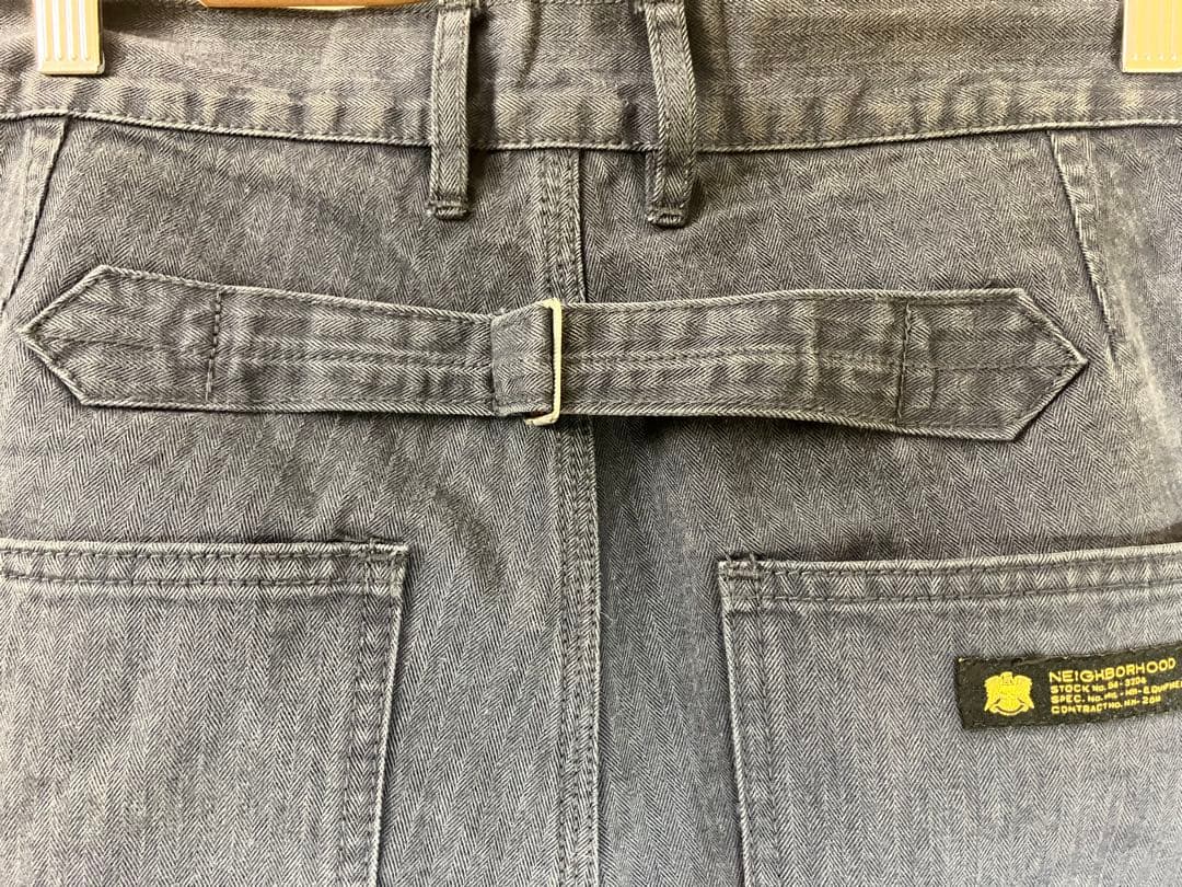 ネイバーフッド　コットン　ヘリンボーン　パンツ　ネイビー　S