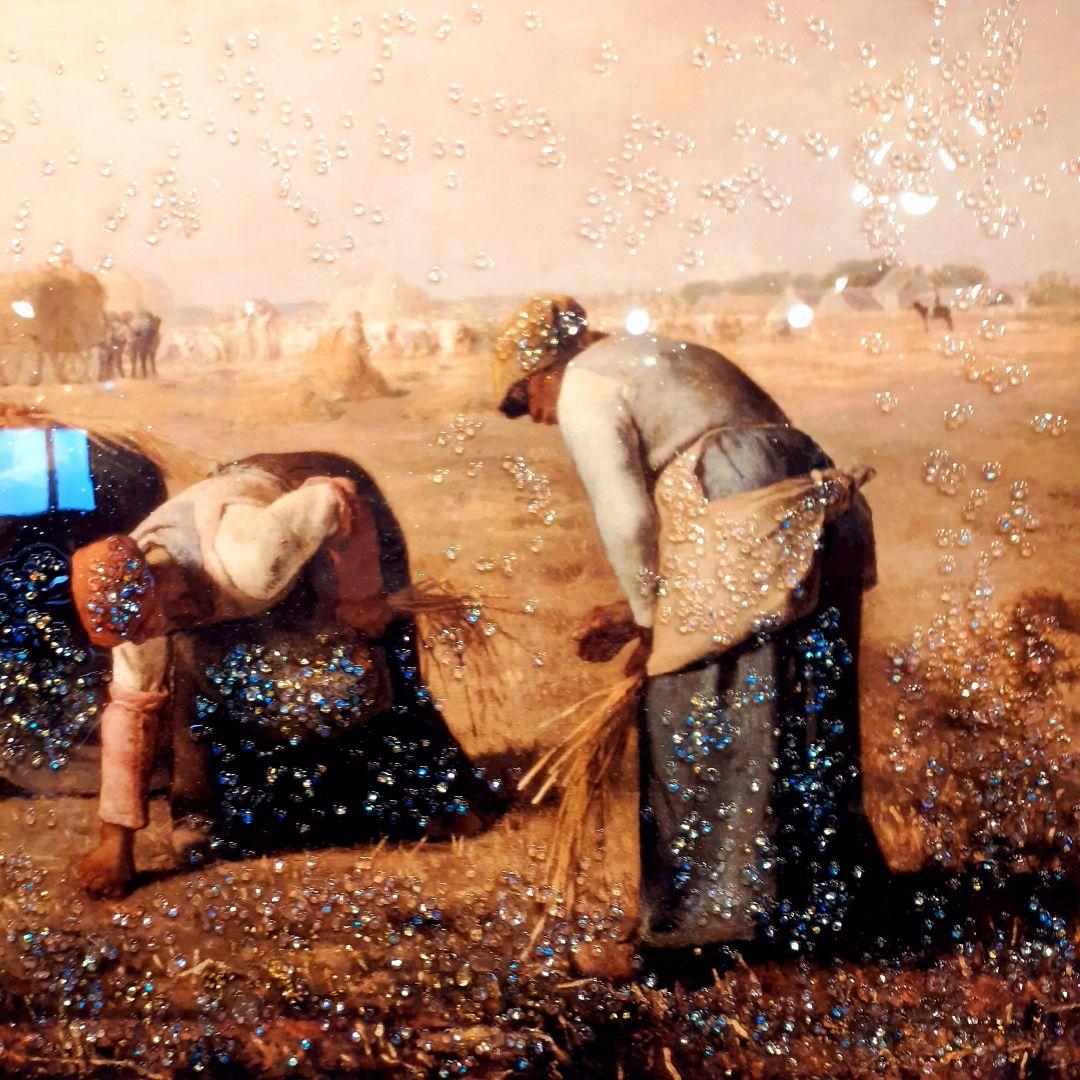 輸入雑貨　天然水晶石　ジャン=フランソワ・ミレー作　『落穂拾い』　クリスタル