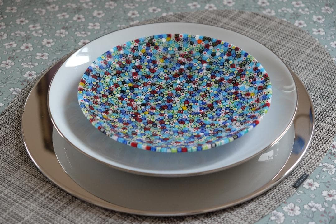 ベネチアンガラス ヴェネチアンガラス ミルフィオリ プレート グラス 江波冨士子