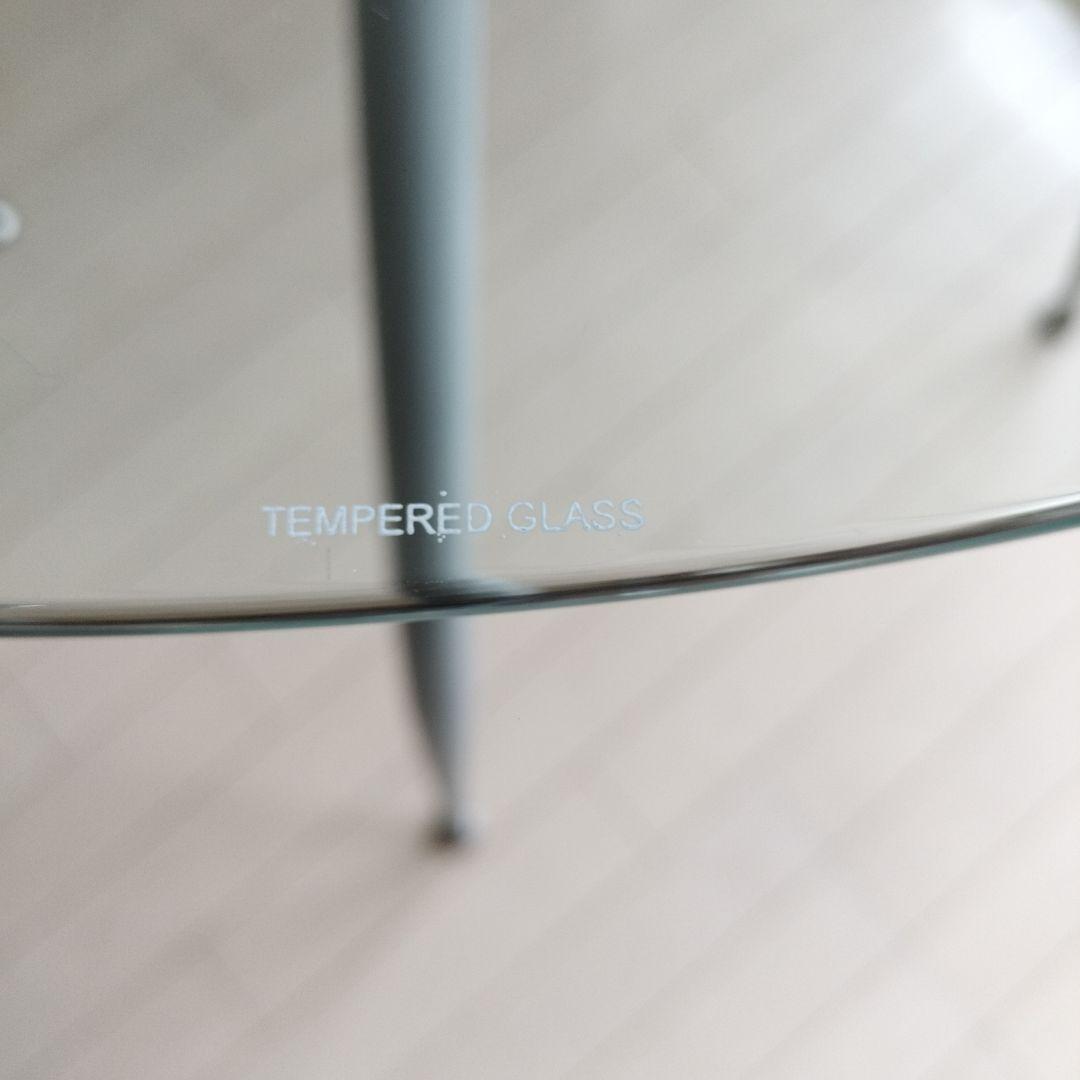 【テーブルのみ】ガラストップ　ダイニングテーブル　円形　ラウンド　ブラウン