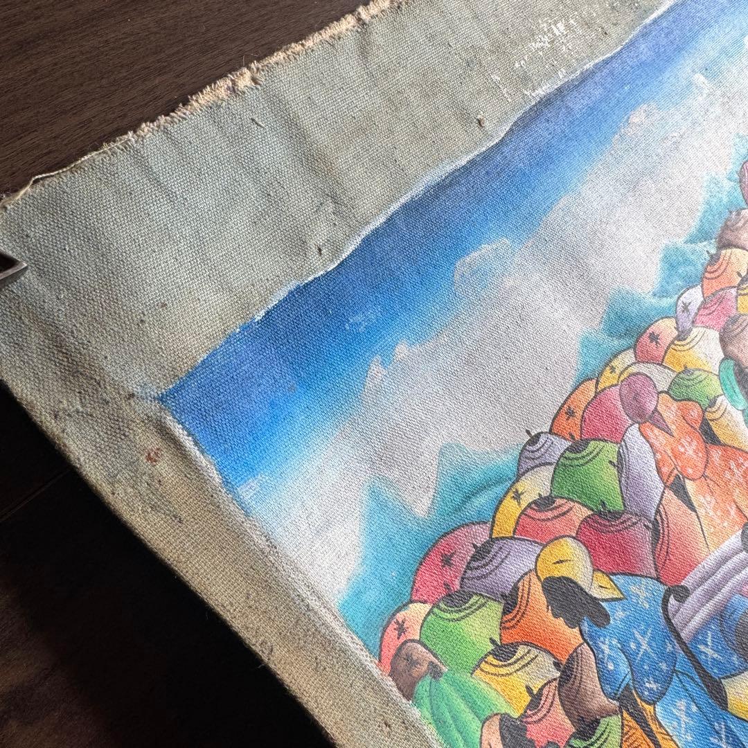 【ハイチアート】絵画 マーケット サイン有り ハイチアン　ヴィンテージ