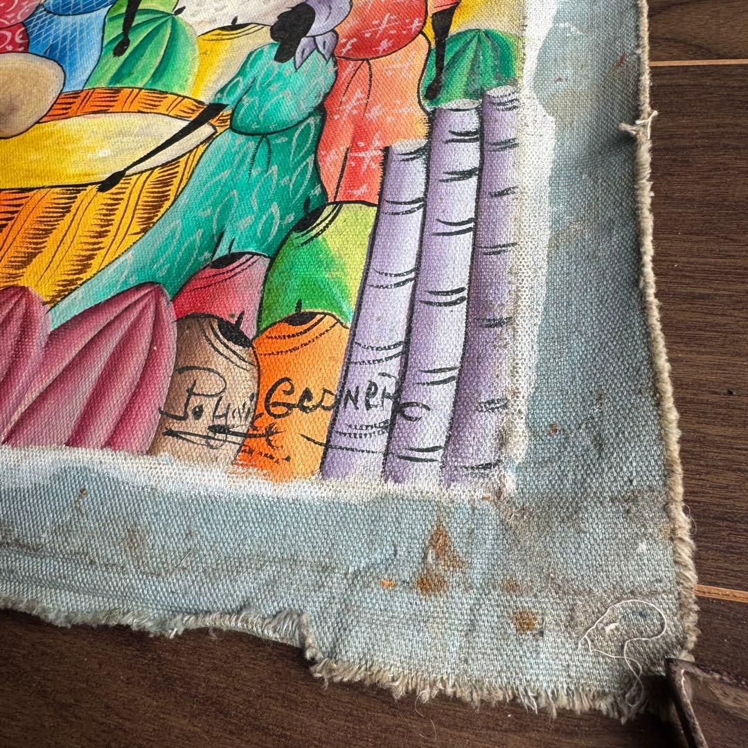 【ハイチアート】絵画 マーケット サイン有り ハイチアン　ヴィンテージ