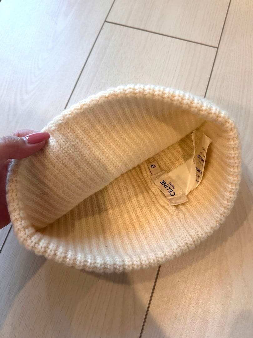 CELINE セリーヌ ホワイト ニット帽/ビーニー