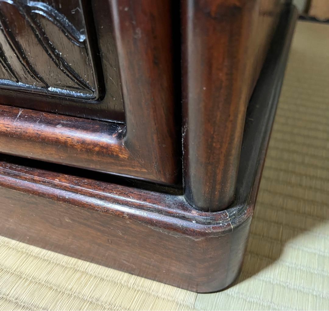 K186 唐木家具　彫刻　茶棚　アンティーク