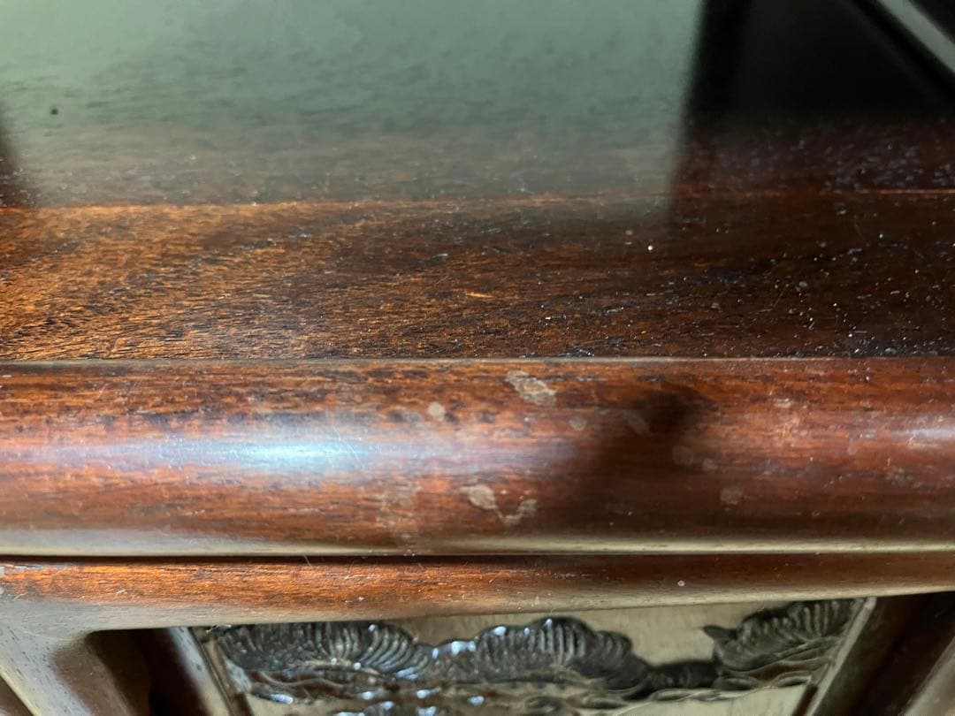 K186 唐木家具　彫刻　茶棚　アンティーク