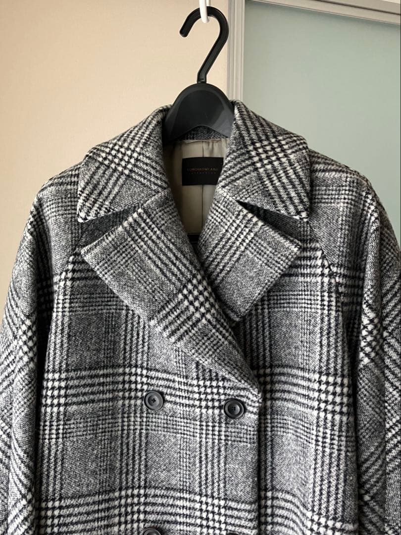 ★美品★TOMORROWLAND ブロークングレンチェック ダブルブレストコート