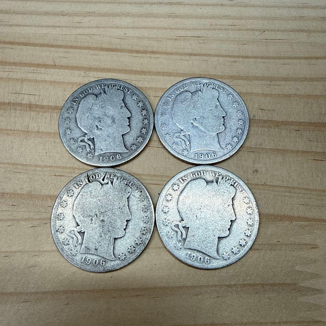 1906年 アメリカ バーバー ハーフダラー 4枚セット