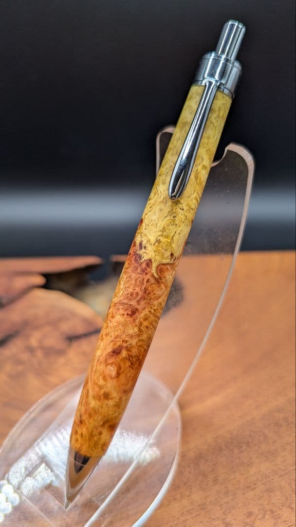 604極上　本花梨　紅白　瘤杢　木軸シャーペン　ボールペン