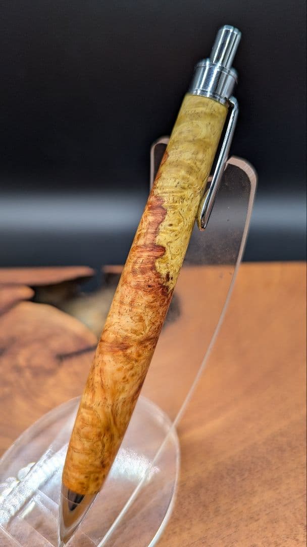 604極上　本花梨　紅白　瘤杢　木軸シャーペン　ボールペン