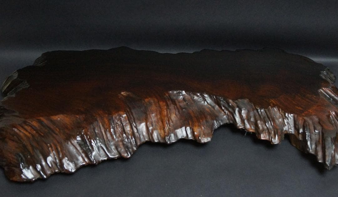 大型沈木卓 古材漆塗脚付き花台 盆栽台 香炉台 自然体★美しい木目★重5.1ｋg