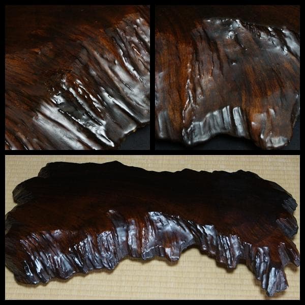 大型沈木卓 古材漆塗脚付き花台 盆栽台 香炉台 自然体★美しい木目★重5.1ｋg