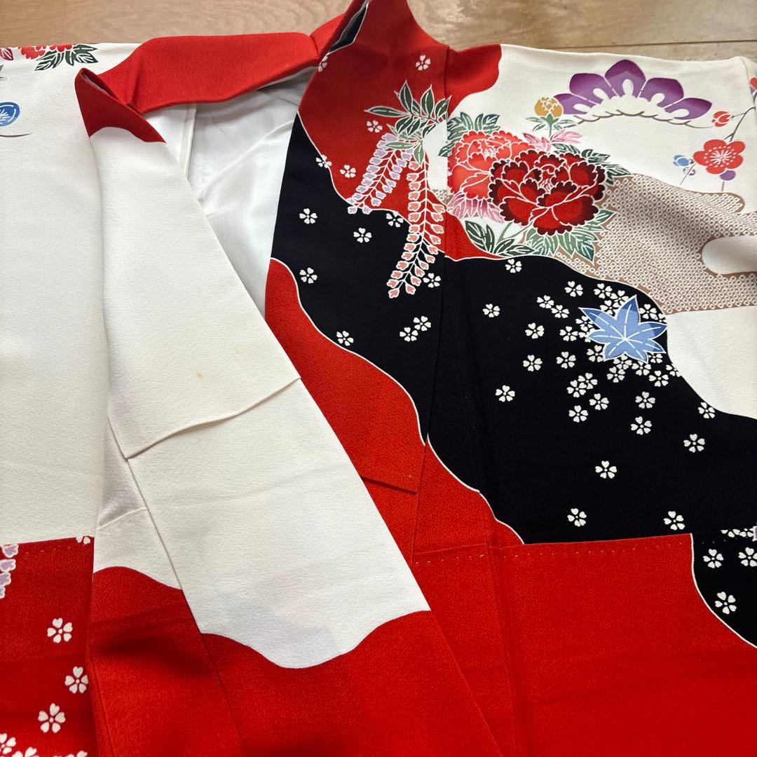 振袖 着物 赤 黒