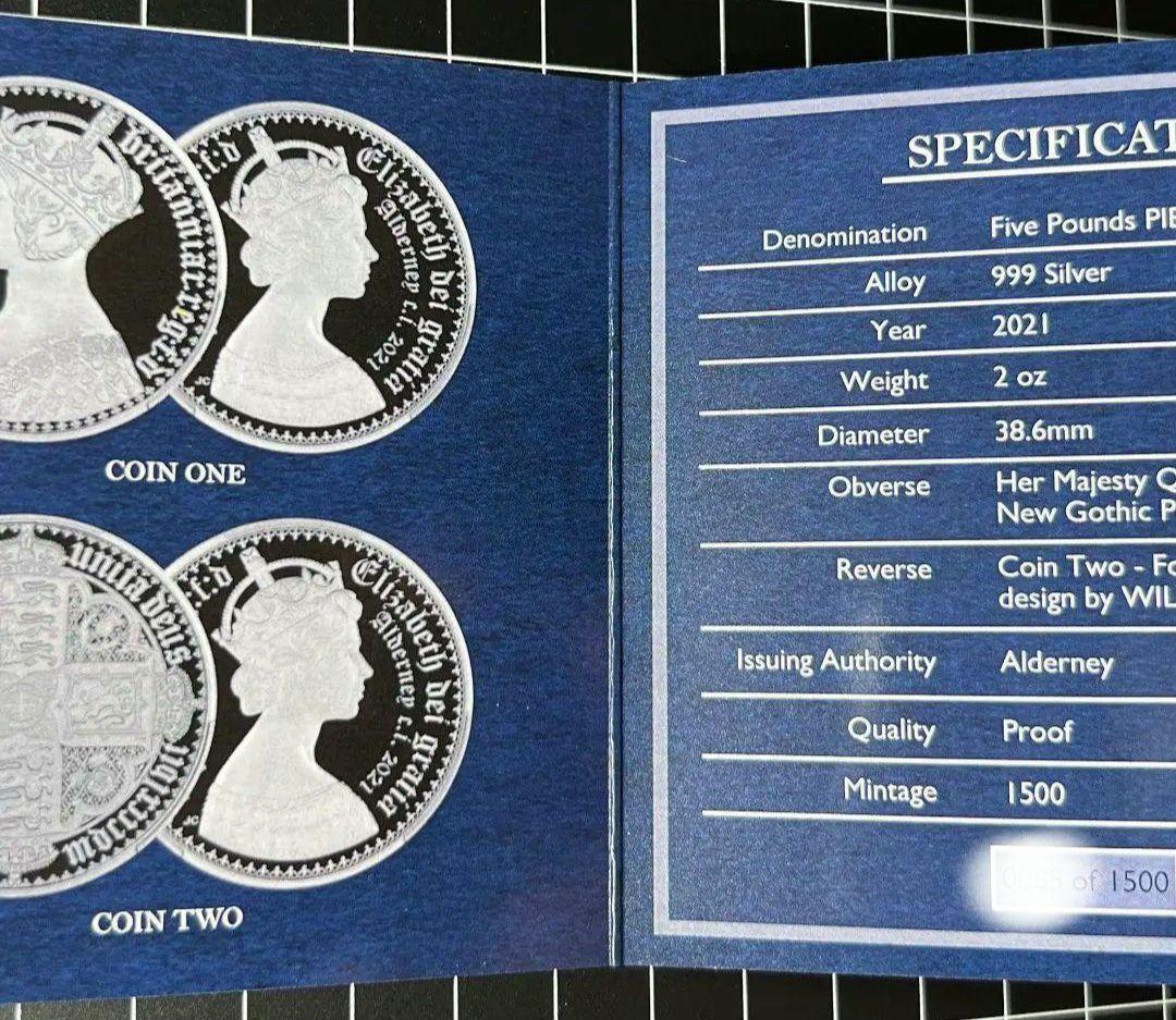 2オンスピエフォー2021年ゴチッククラウンPF70UCオルダニー銀貨NGC5£