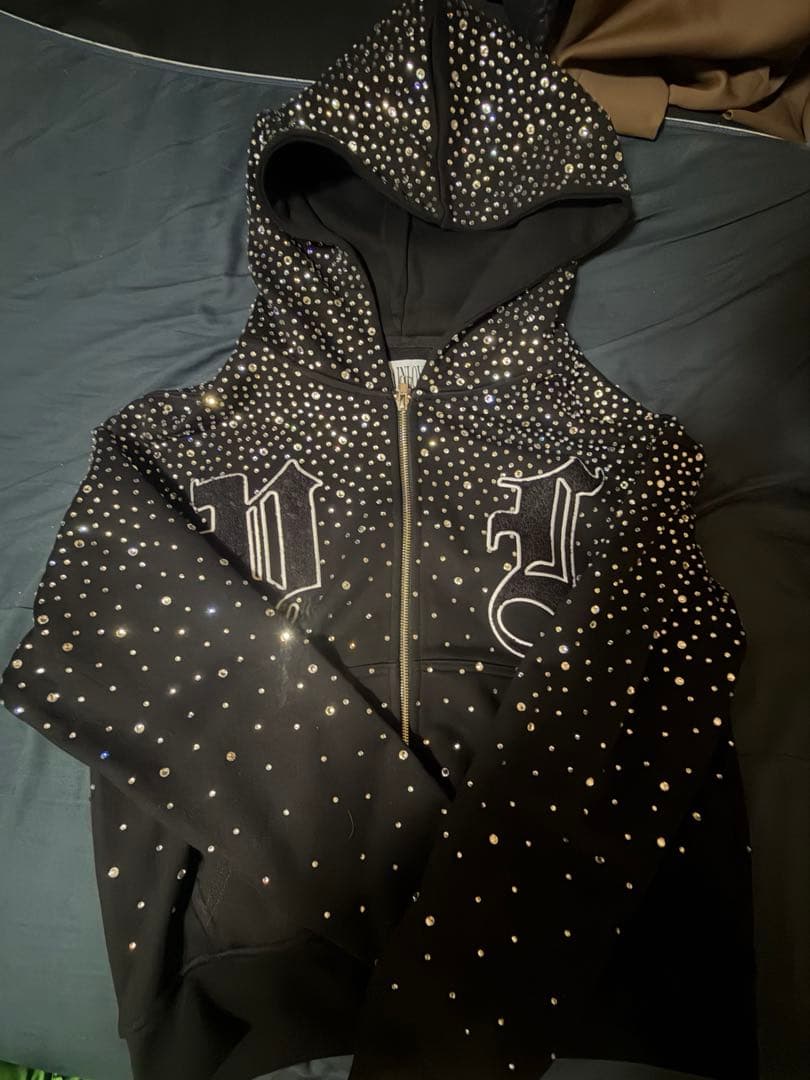 PAIN LOVE painloveライトストーンダブルジップパーカーサイズXS