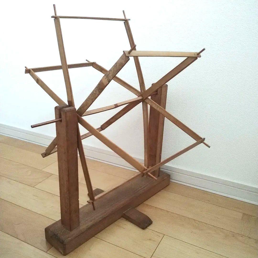 機織り　手織り　糸巻き　木製　かせくり機　土台 & かせ掛け