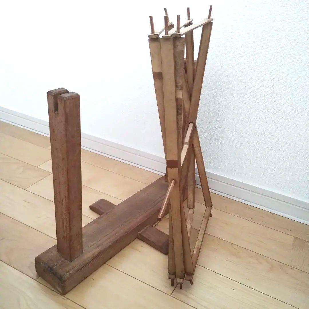 機織り　手織り　糸巻き　木製　かせくり機　土台 & かせ掛け