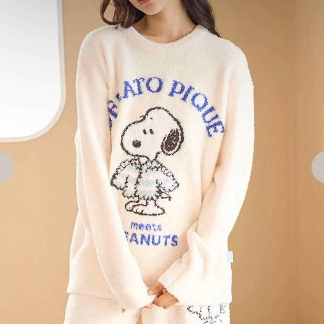 ジェラピケ　スヌーピー　【PEANUTS】オリジナルアートジャガードプルオーバー
