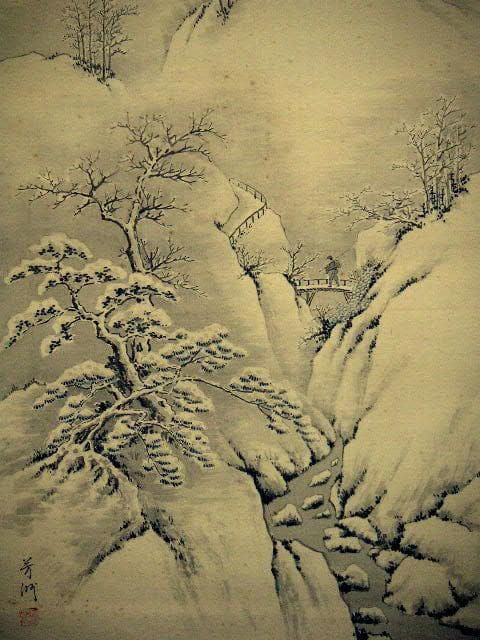 ♥掛軸　雪景図　原田 芳洲 　掛け軸　骨董品