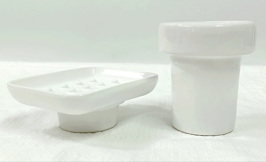 michiko　イタリア製 真鍮/陶器製 ソープディッシュ&タンブラー