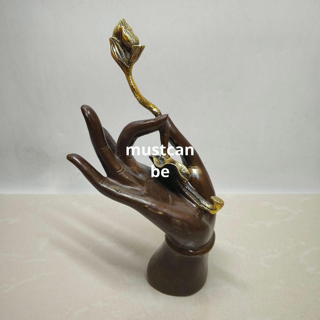 銅器 仏手蓮華 茶台 机 仏堂 装飾品 工芸品 置物