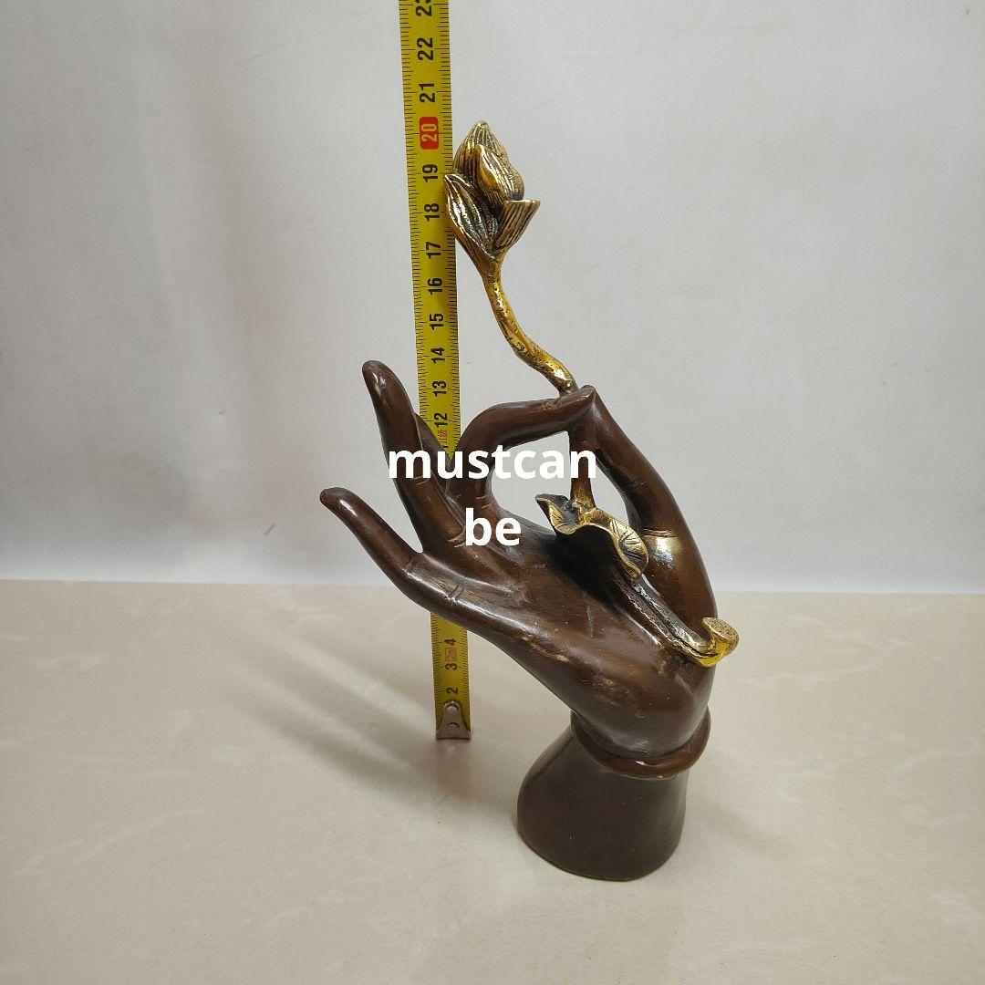 銅器 仏手蓮華 茶台 机 仏堂 装飾品 工芸品 置物