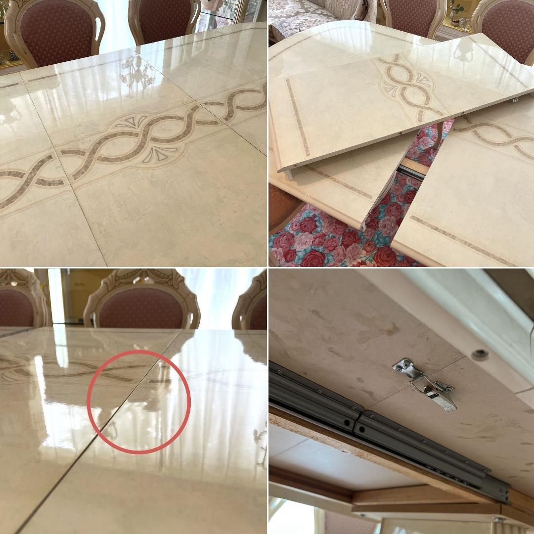 k509 イタリア製 まるでプリンセスの食卓 ダイニングセット 6人掛け ピンク