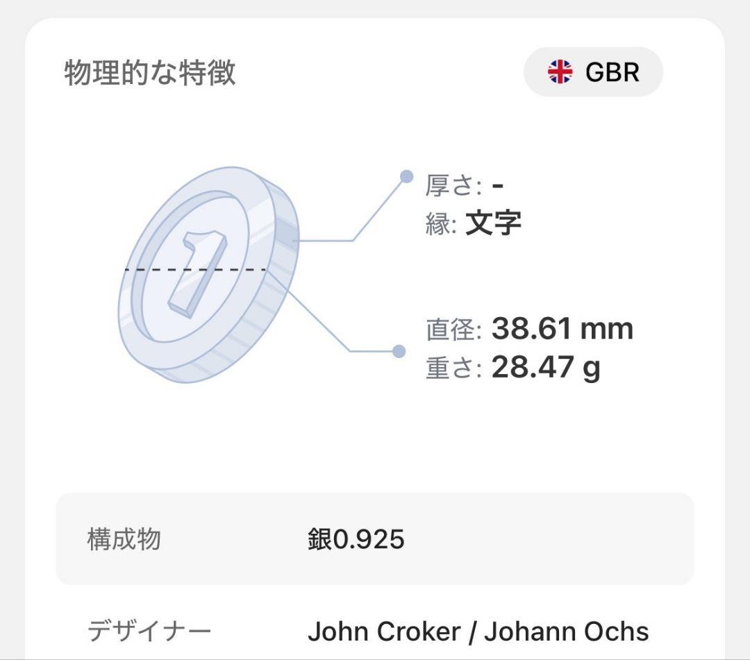 イングランド 1クラウン 1703年　アン女王　大型銀貨