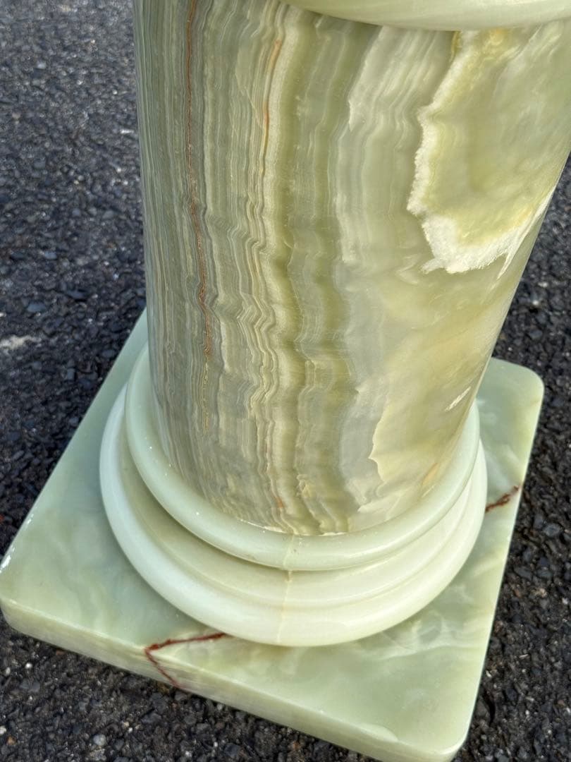 ②高73cm♪ 天然石 大理石 グリーンオニキス 飾り台 オブジェ