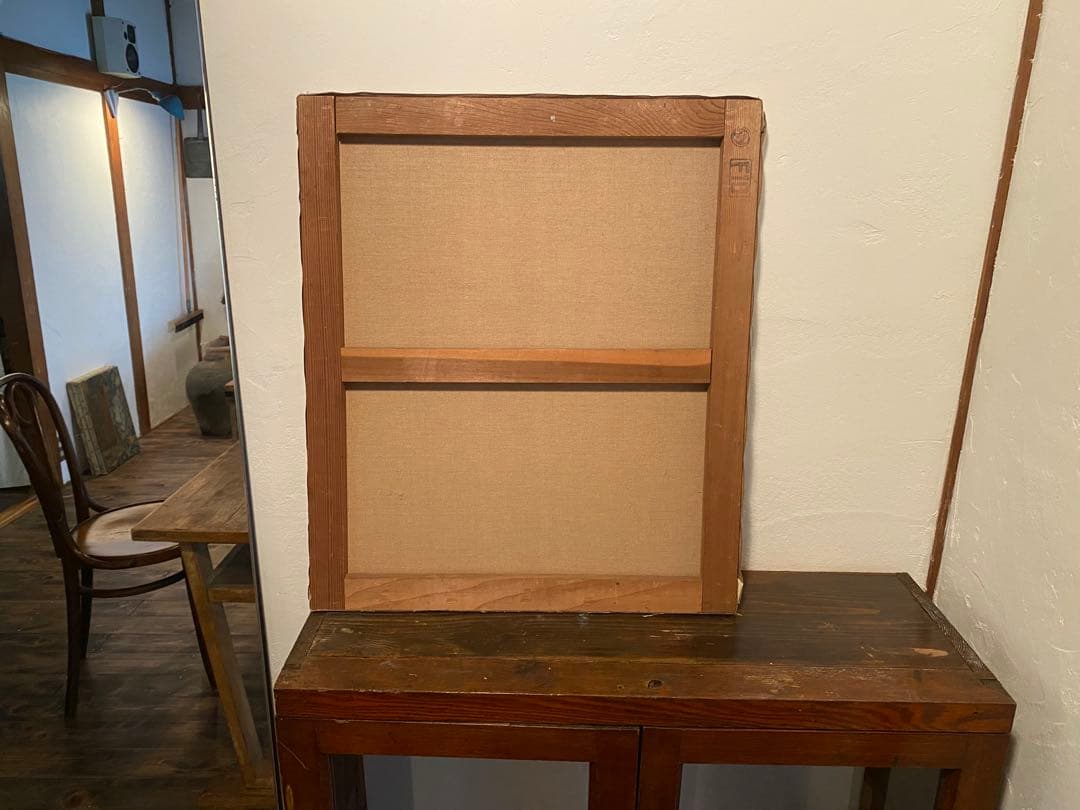 《緑のステージ》 人形画 油絵 F10号 53×46cm 額なし 無名作家