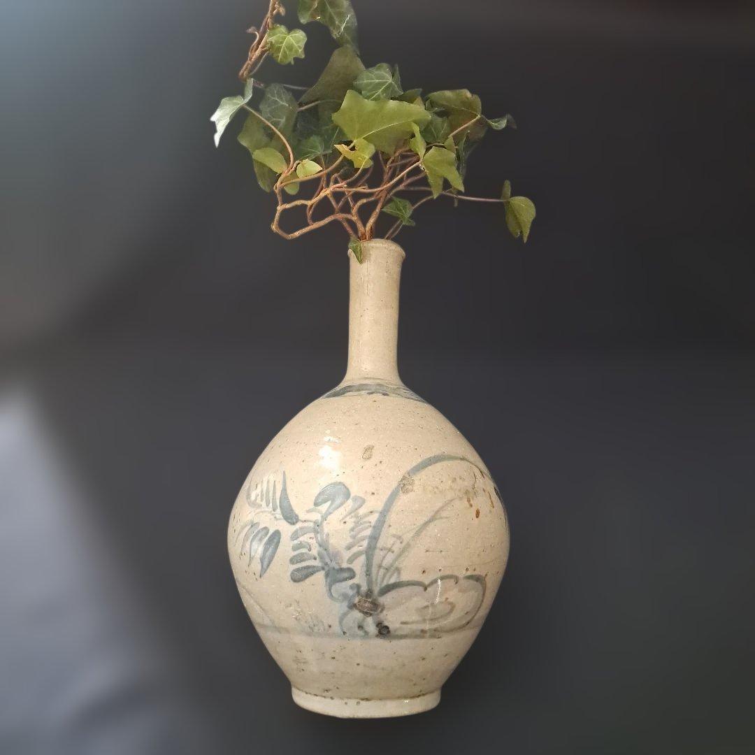 「細首の徳利 初期伊万里のロマン(高さ27cm)」 染付徳利 骨董アンティーク