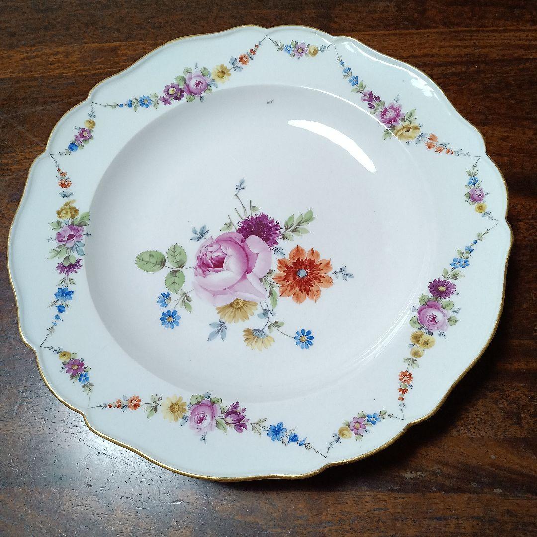 マイセン✩マルコリーニ期✩花文ディナー皿✩24センチ