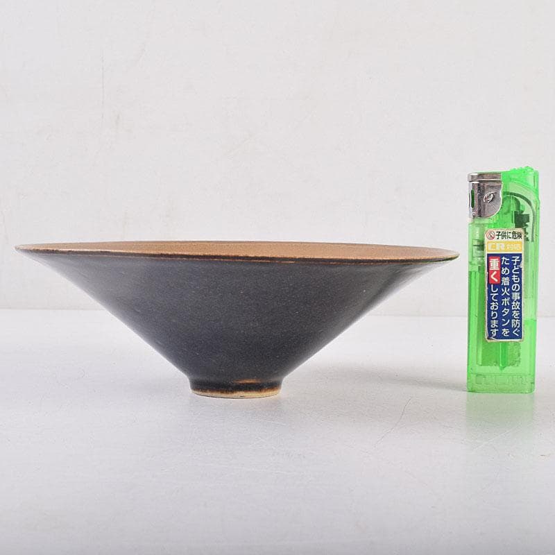 水芙蓉　中国　柿釉　天目茶碗　仕覆・時代箱付　M　R9034