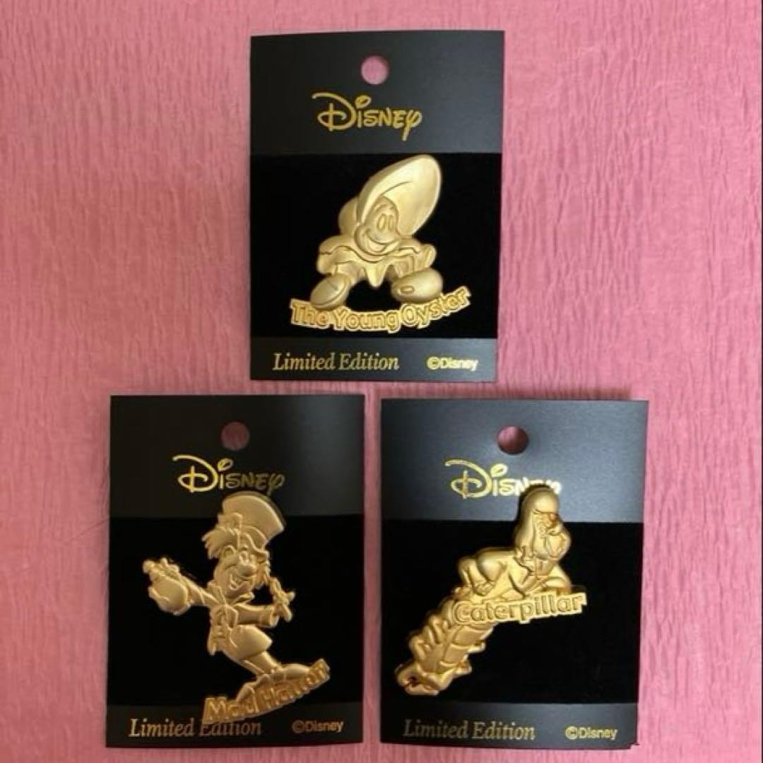 ディズニー　アリス　ピン　ヤングオイスター　マッドハッター　キャタピラー　金色