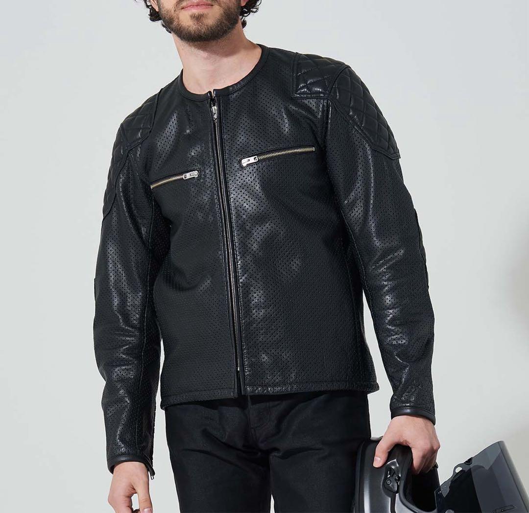 【KADOYA】ブラックレザーシングルライダースジャケット