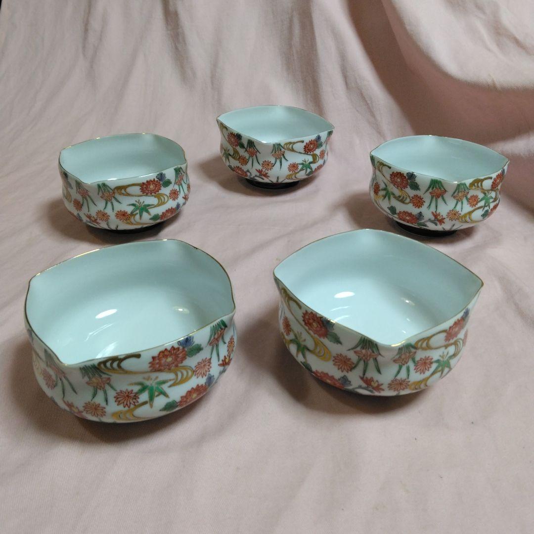 有田焼　幸楽作　染錦小紋絵小鉢揃