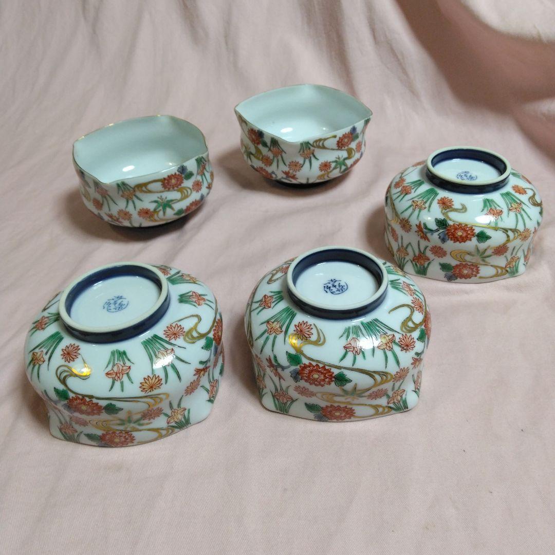 有田焼　幸楽作　染錦小紋絵小鉢揃