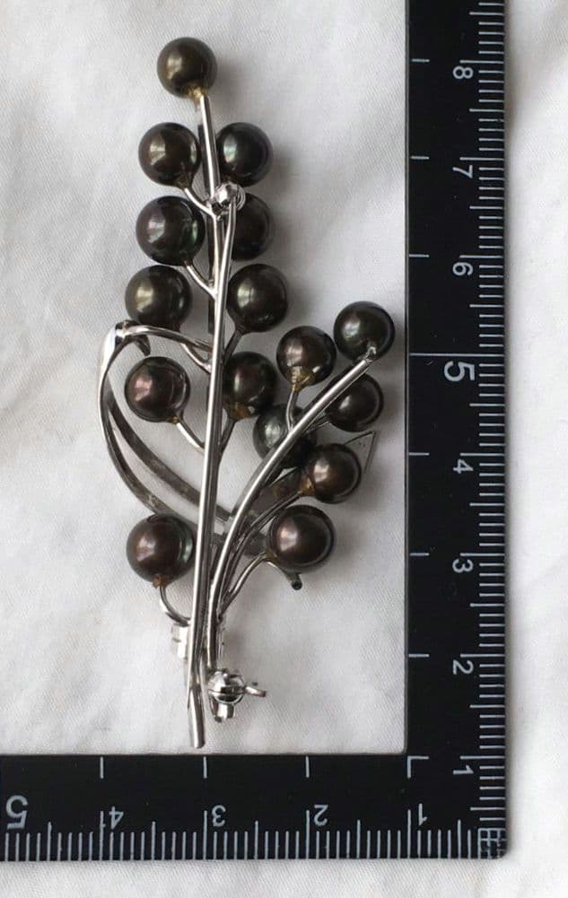 ビンテージ　黒真珠　シルバー　ブローチ　SILVER　ブラックパール