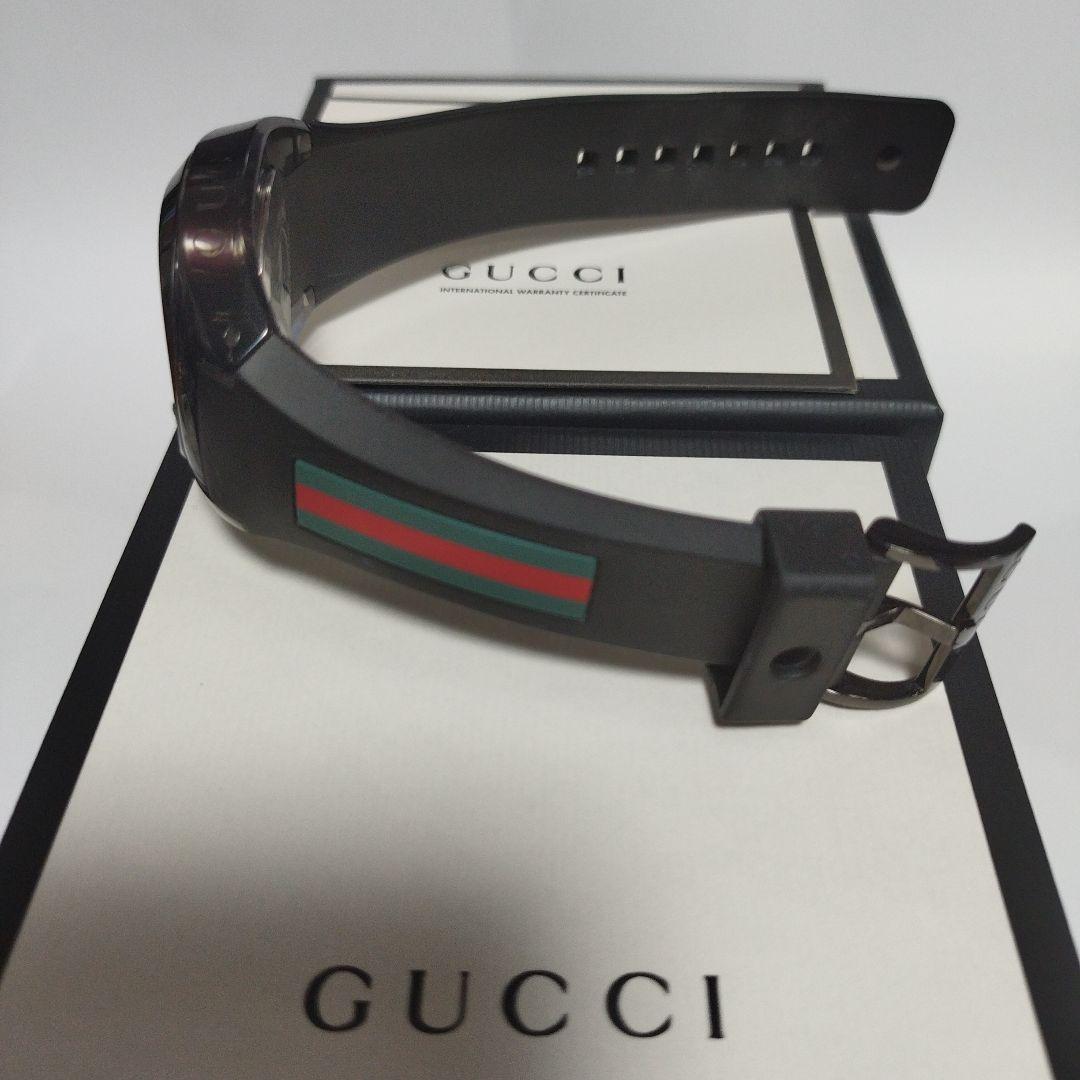 訳あり品 GUCCI グッチ SYNC シンク メンズ腕時計 黒ラバーベルト